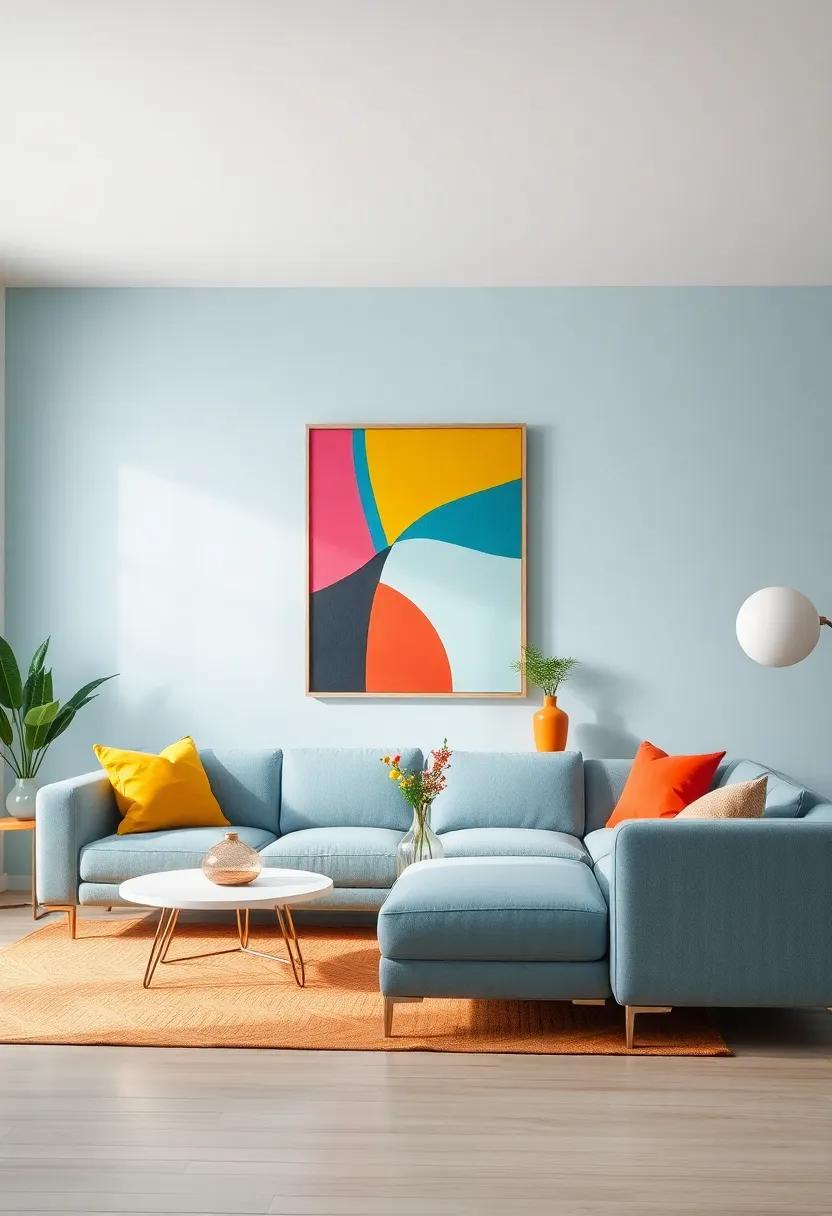 Color Pop: Inject‌ personality into your living⁢ space with bold⁣ accent⁢ walls,vibrant accessories,and playful artwork
