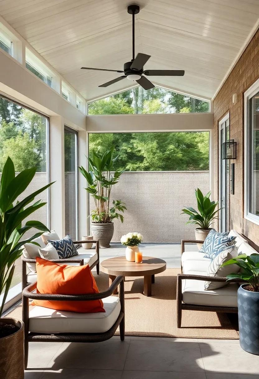 Using Color and Textures to Create a Serene outdoor Screened Porch ‍Vibe