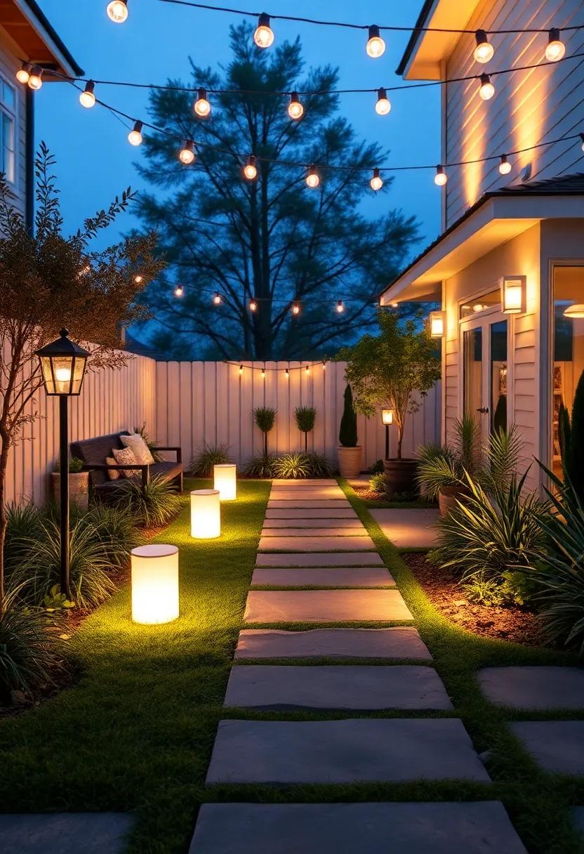 create a lighting‌ pathway‍ with illuminated pavers or outdoor ⁢lanterns⁣ in your garden ⁤or backyard