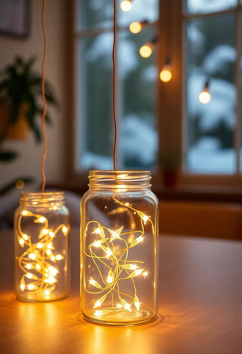 Hang​ fairy ​lights ⁢in glass ‍jars for a charming, DIY lighting solution⁣ that brings warmth to indoor and outdoor areas