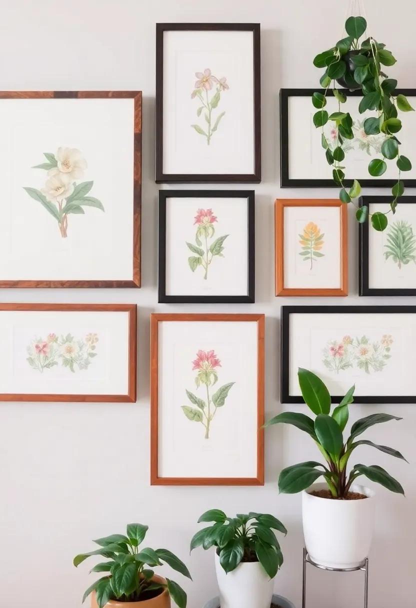 Curate a Botanical Gallery: Create a​ charming wall display by ‌hanging ⁢framed botanical ⁢prints alongside your plants to celebrate nature⁢ indoors