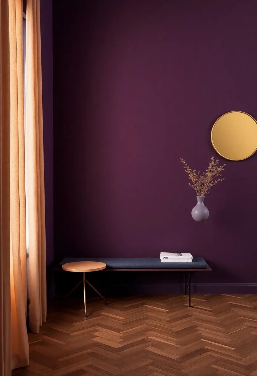 Embrace the​ Power of Color:⁣ Start with deep aubergine walls ⁢to create a rich and inviting backdrop for your space