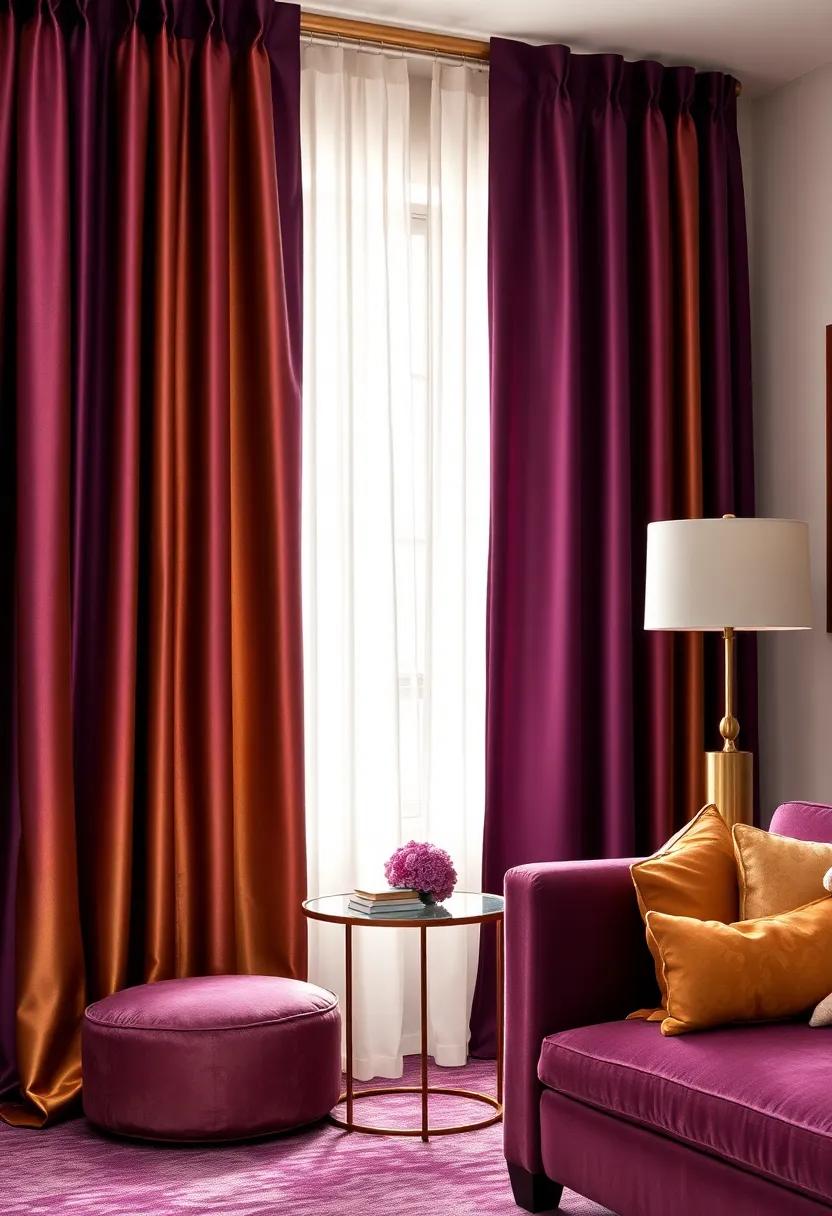 Stylish Window Treatments: Use heavy, draped curtains in aubergine ‍or gold​ to enhance the ⁢room's opulence and ‌control light