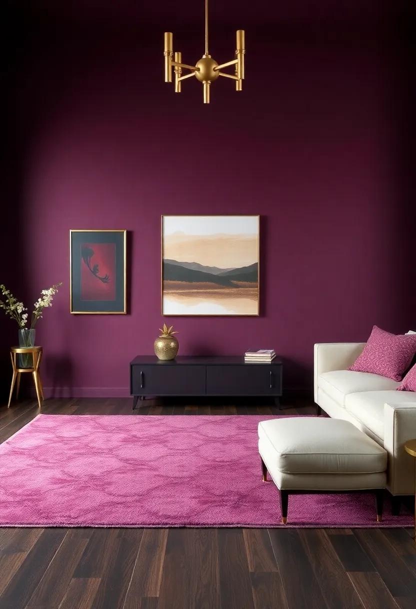 Choose Rich Flooring:⁢ Select dark hardwood or deep-hued⁢ carpets to anchor‍ the room and complement the‍ aubergine palette