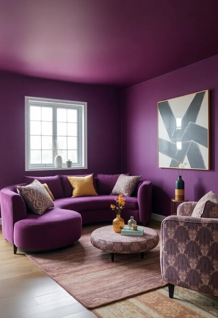 Mix Patterns Thoughtfully: Use patterned​ cushions or rugs that incorporate both aubergine and gold to tie your ‍look ⁣together