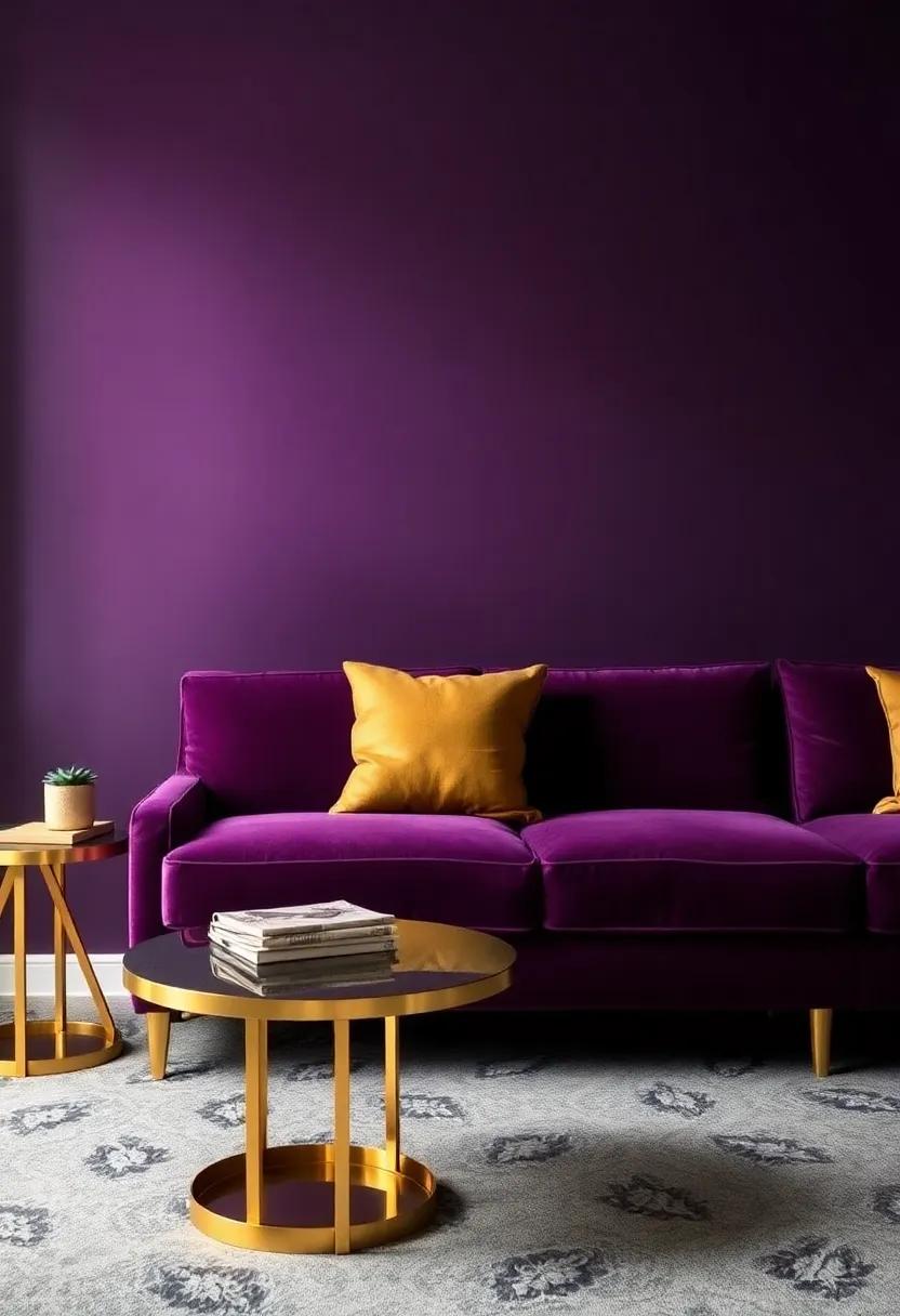 Choose Statement Furniture: Opt for a⁢ bold aubergine sofa ‌or armchair that acts as ⁤a ⁤focal point in⁢ your room