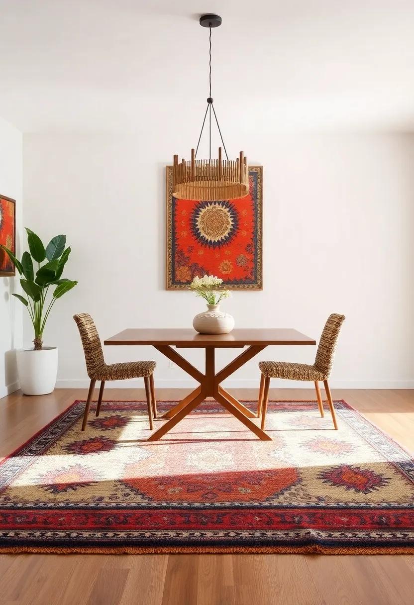 Cultural⁣ Influence: Incorporate a kilim⁤ or‌ tribal-patterned rug⁢ for an ethnic ​touch, adding layers ‌of meaning and ⁤history to‌ your dining decor