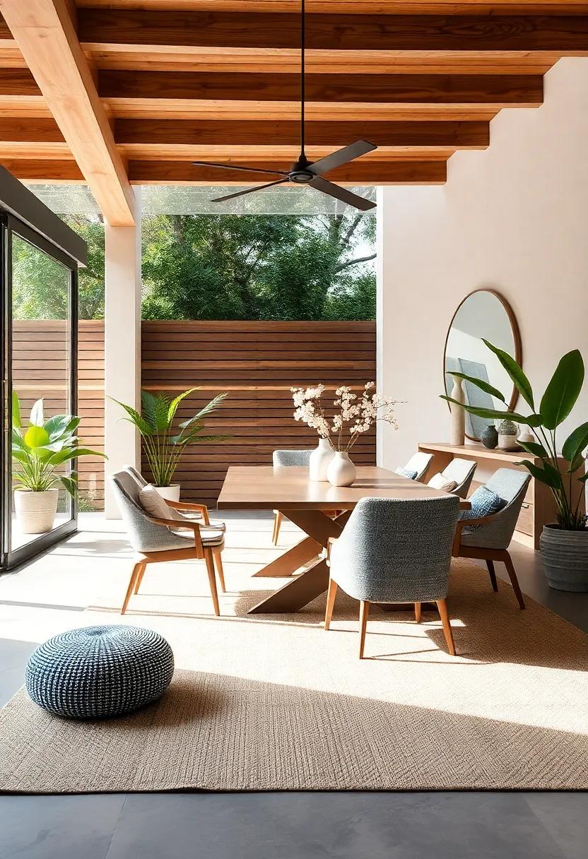 Indoor-Outdoor Fusion: A durable outdoor rug can hold up against spills while adding a casual ​yet chic‍ element⁣ to indoor dining