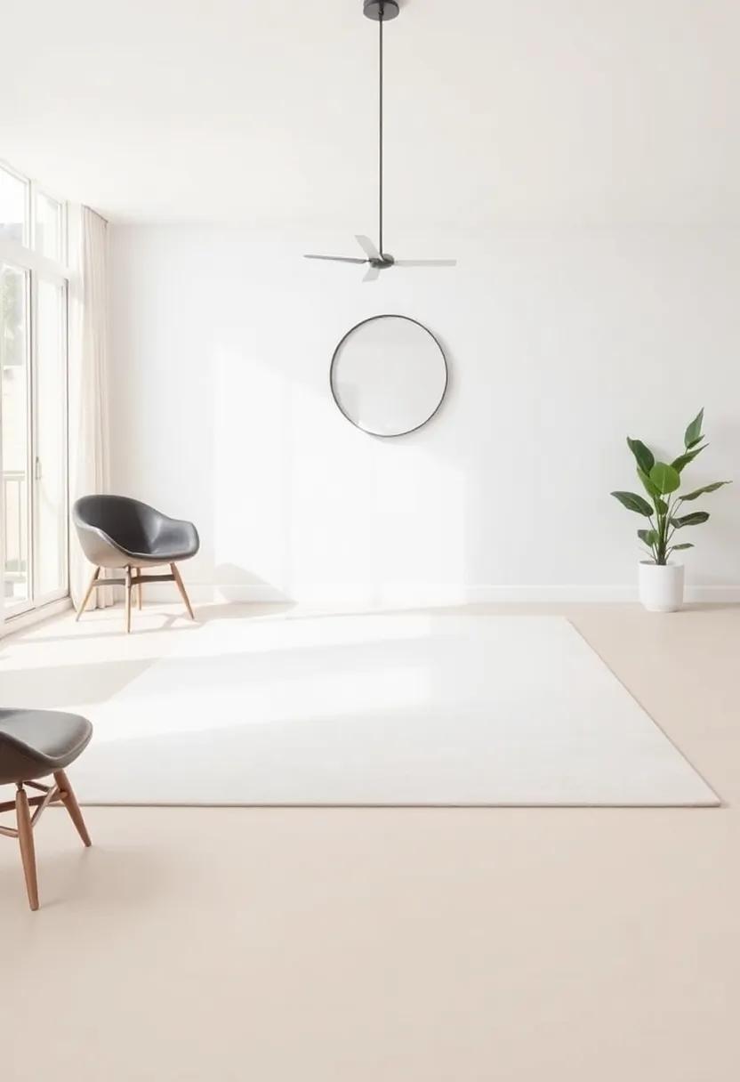 Minimalist Approach:‌ A simple, solid-color⁢ rug balances out ​busier ‌decor elements, contributing to a‌ streamlined and modern look