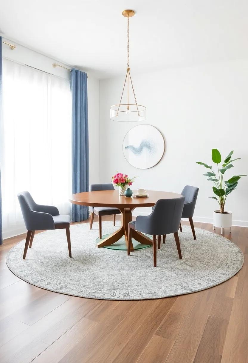 Play with Shape: Consider an oval or circular ​rug to soften⁣ the edges of your ‍dining space and ​create a ⁢more inviting ‌feel