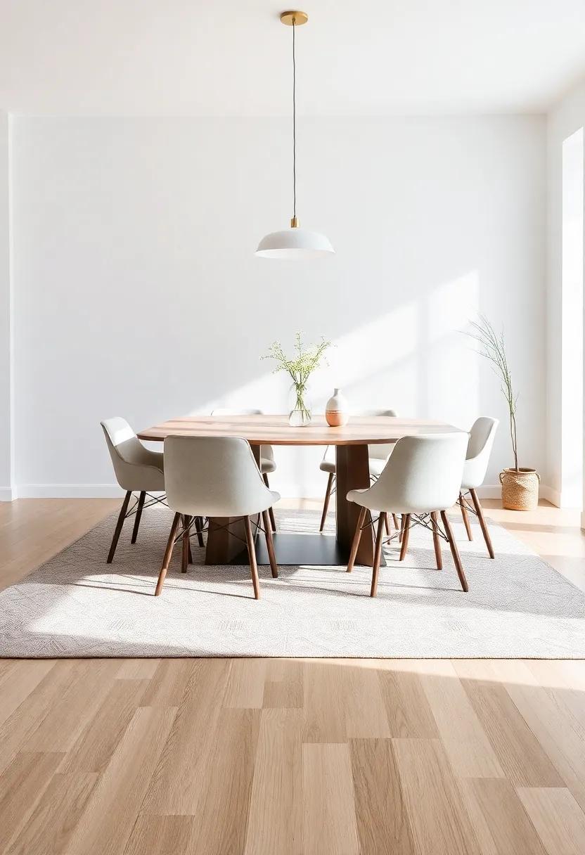 Sophisticated Silhouette: A sleek, low-pile rug offers a modern aesthetic‍ while ensuring​ that dining chairs move easily without snagging