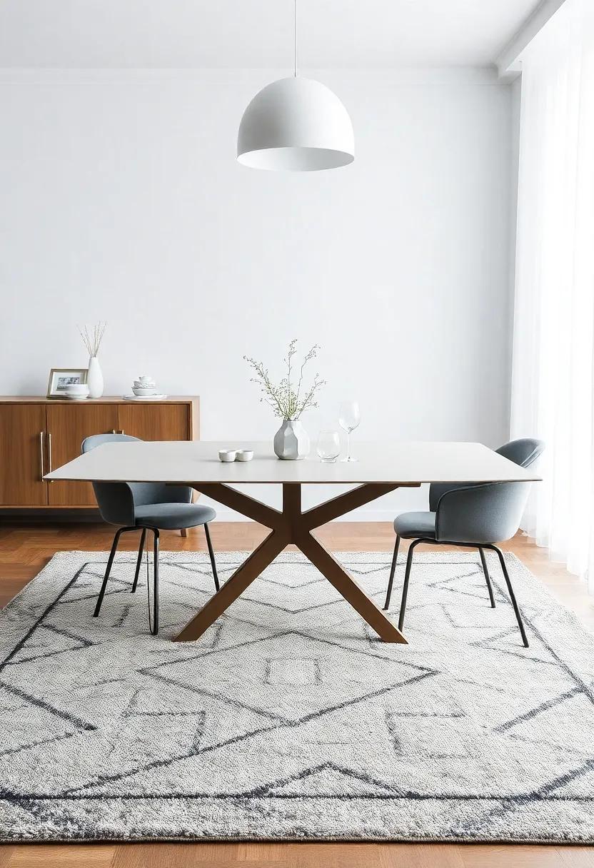 Textural Contrast: ⁣Combine a⁢ smooth ⁢dining table with a tactile rug to‌ create a ‍stimulating contrast that draws the eye