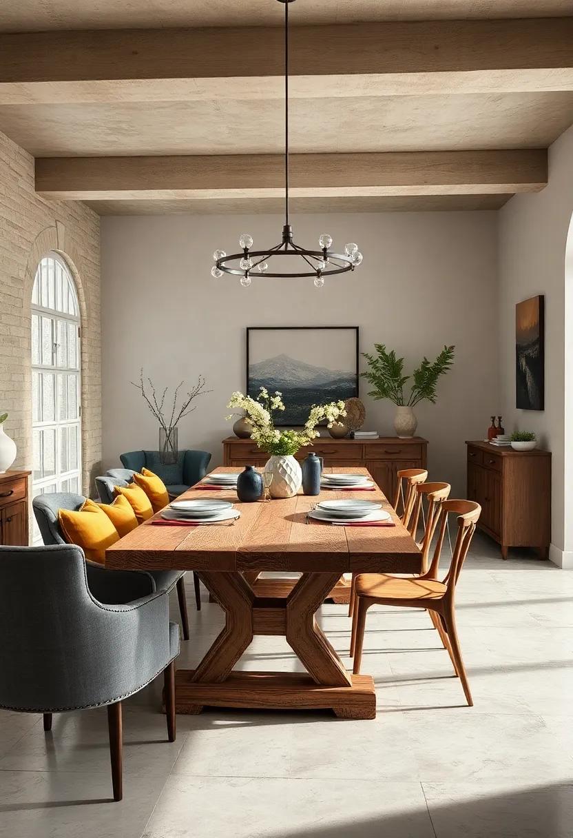 Rustic Farmhouse Charm: Embrace the ⁣warmth​ of ‌reclaimed ‍wood with‌ a⁢ farmhouse table​ that ⁢showcases natural imperfections for ⁣a ⁤cozy, inviting atmosphere