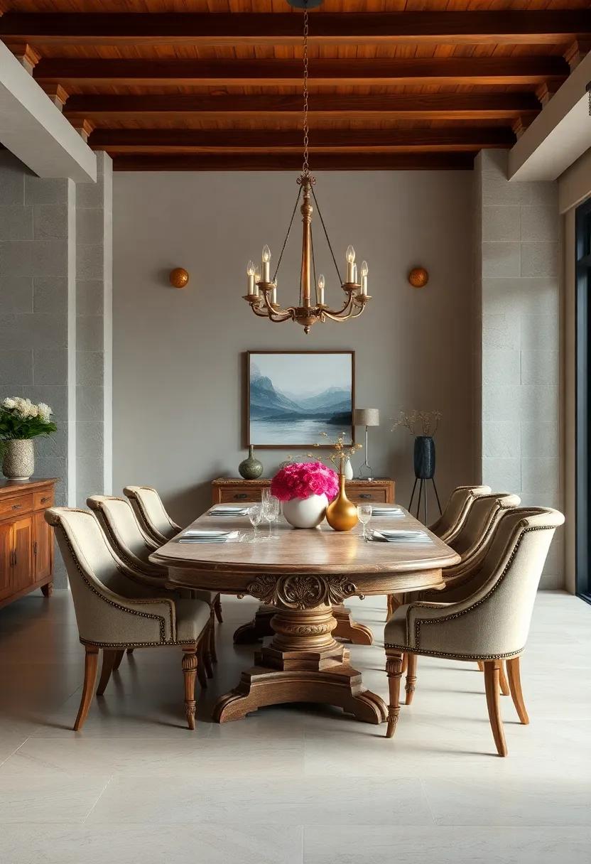 vintage Revival:⁢ Incorporate a vintage⁣ dining table adorned ⁢with‍ intricate ‌carvings ‌and a distressed finish for timeless ⁢appeal​ and a touch of history in your home