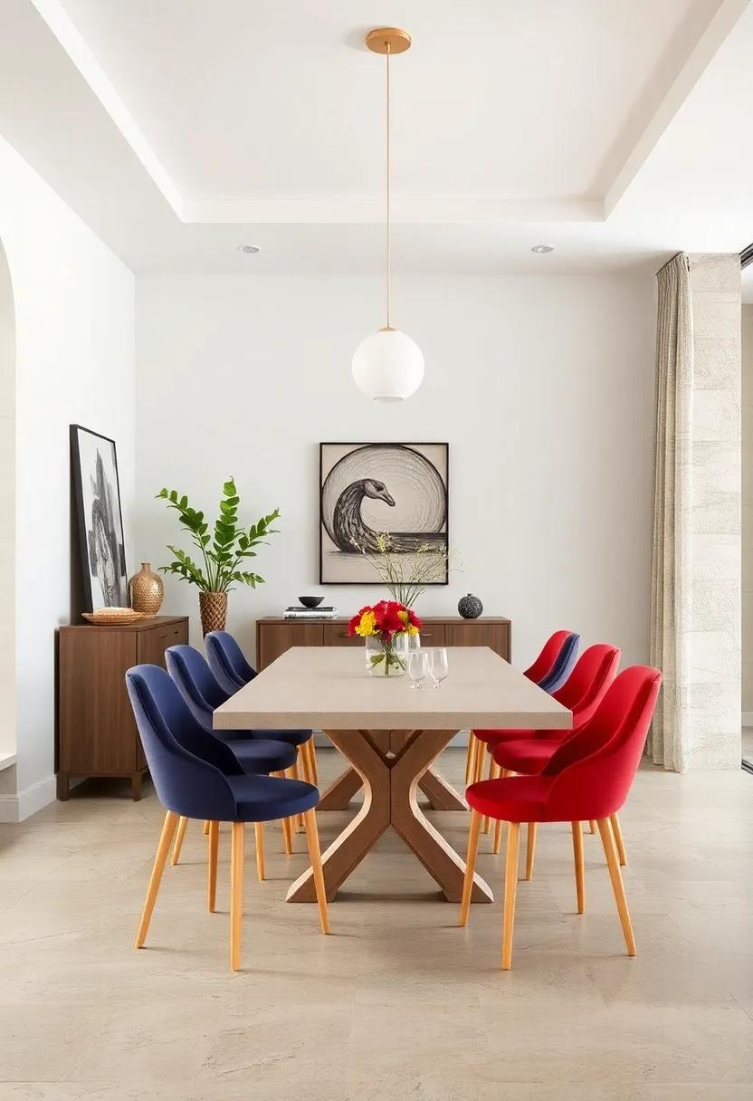 Color ⁣Pop‍ with Chairs: Opt ‌for ‌a ​neutral table and inject personality through colorful dining chairs, making your dining area⁢ vibrant and inviting