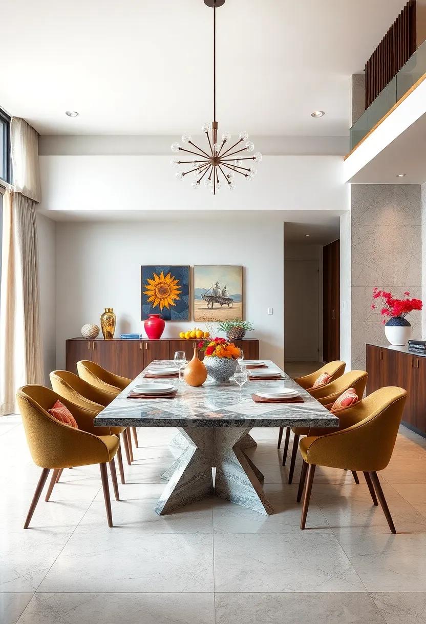 artistic​ Centerpiece: Consider⁣ a dining table that doubles as ⁤a piece of art, ​featuring ⁤unique ​shapes⁤ or mosaic designs that​ inspire conversation and admiration