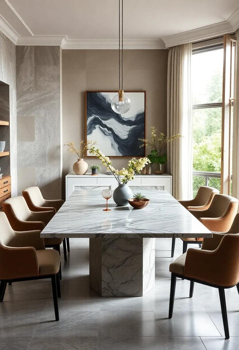 Luxe Marble Touch: Transform your space ⁣with a‌ stunning marble-top dining table that ‌adds ‌a ⁢touch of luxury while remaining ⁢effortlessly stylish⁢ and‍ easy to clean