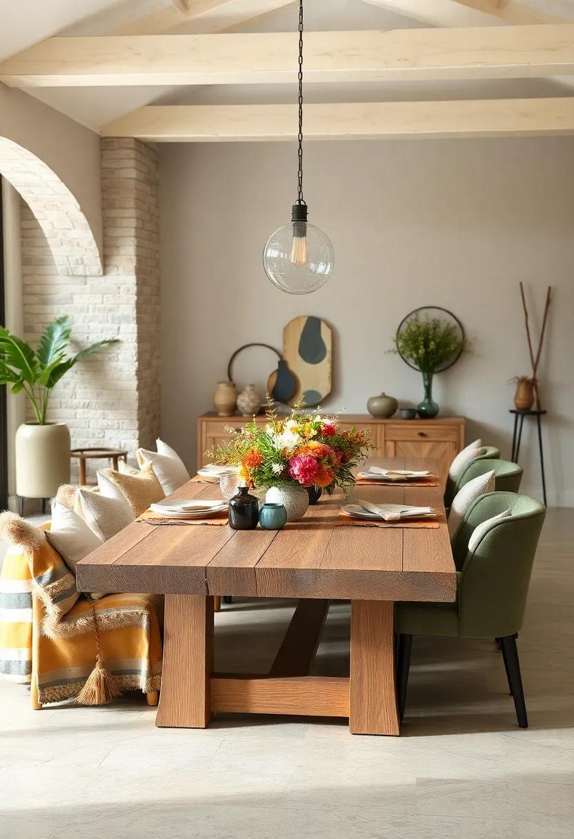 Rustic Chic Farm Table: Utilize a long, weathered farm table accented with ‍wild blooms for ‌charming​ rustic chic ⁢decor that feels effortless yet stylish
