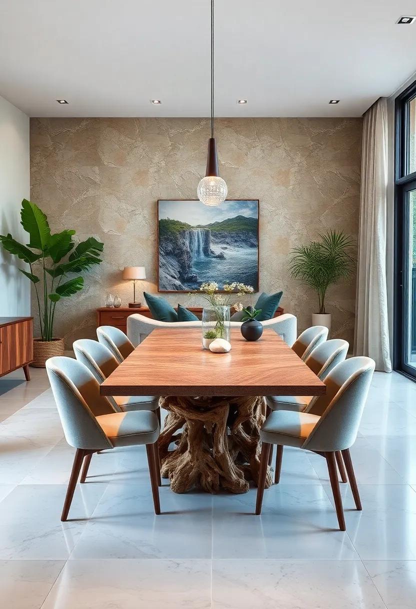 Nature-Inspired Elements: ⁢Bring⁣ the outdoors ​in ​with a ‌table​ that ‌incorporates⁤ elements like stone or wood branches, adding organic character ‍to​ your dining area