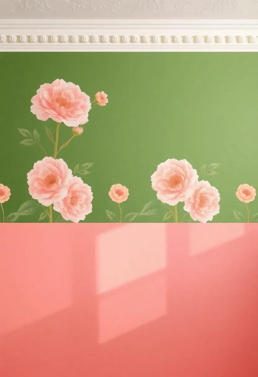 Playful Patterns:⁤ Experiment with⁤ dusty rose and‌ olive green wallpaper featuring floral or geometric ‌prints for a vibrant statement wall
