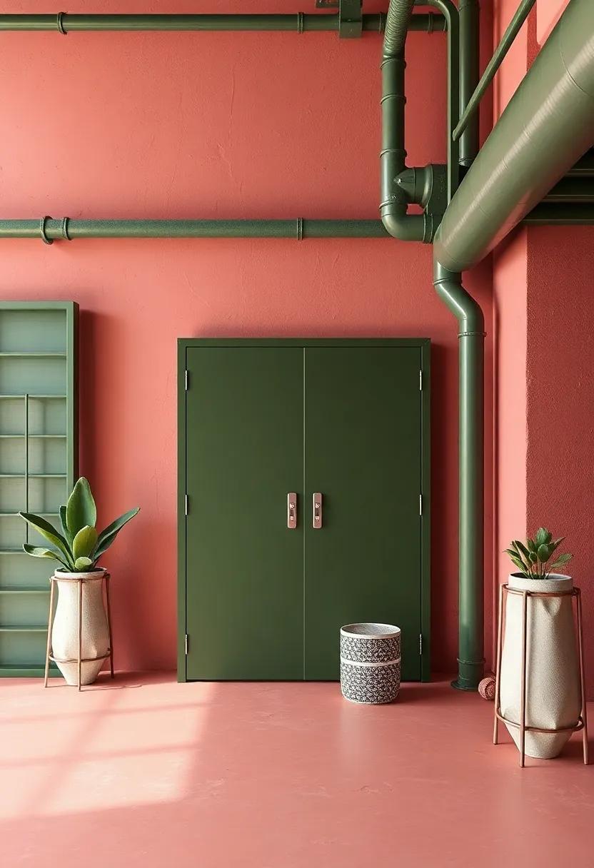 Industrial Edge: Use olivine green‌ in metal fixtures against ⁣dusty rose ⁣walls for an urban industrial⁣ clash that⁢ feels chic and modern