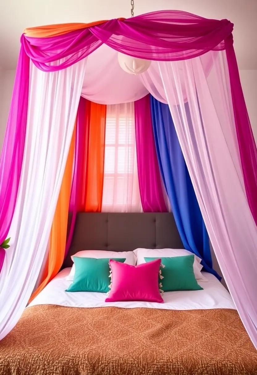 Create a Dreamy⁣ Canopy: Use colorful fabrics to make a draped canopy above your ​bed, creating a cozy, vibrant‍ retreat