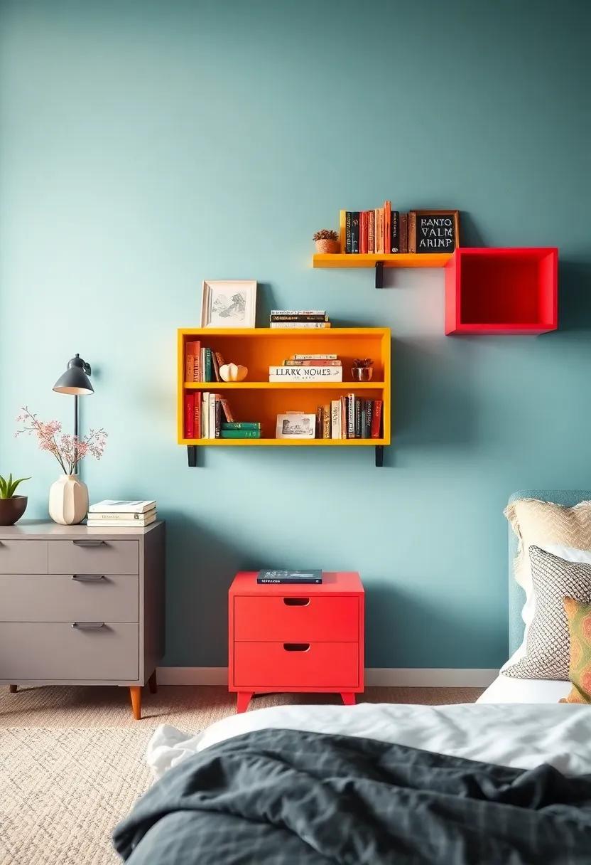 Display Bold Shelving: Paint​ shelves in‌ an eye-popping color and showcase your‍ favorite books and collectibles