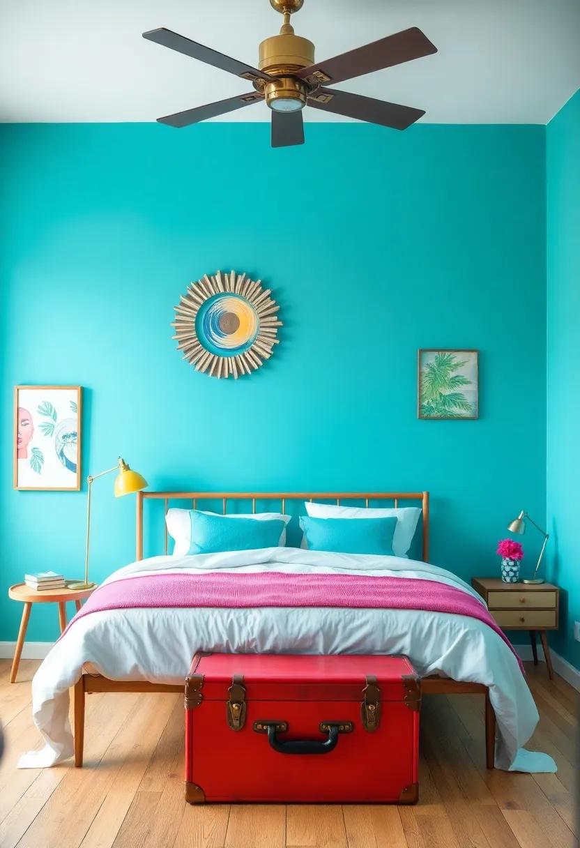 Experiment with Unexpected Elements: Add in a colorful suitcase or vintage trunk at the foot of the bed ⁣for storage and quirky charm