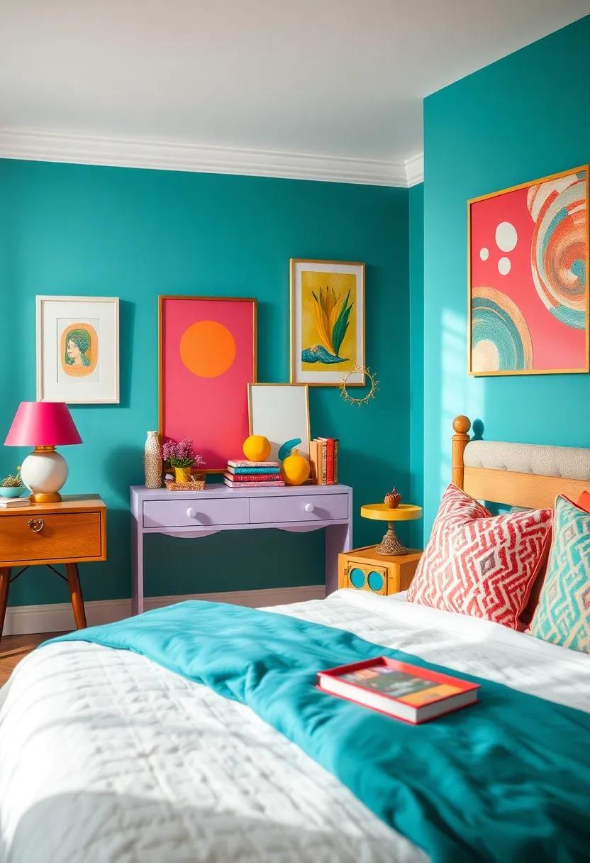 Use a Statement Bedspread:​ Choose ⁢an eye-catching bedspread that contains multiple colors⁤ and patterns to serve as the ⁢focal point of the room