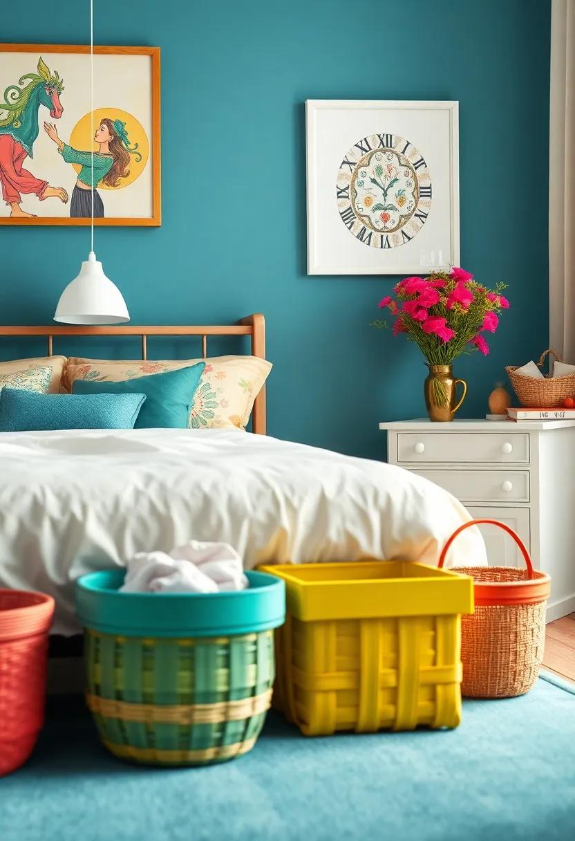 Utilize Colorful Storage: Choose​ colorful baskets or boxes⁢ for ‍organizational needs while ‌adding delightful touches ⁤to your decor