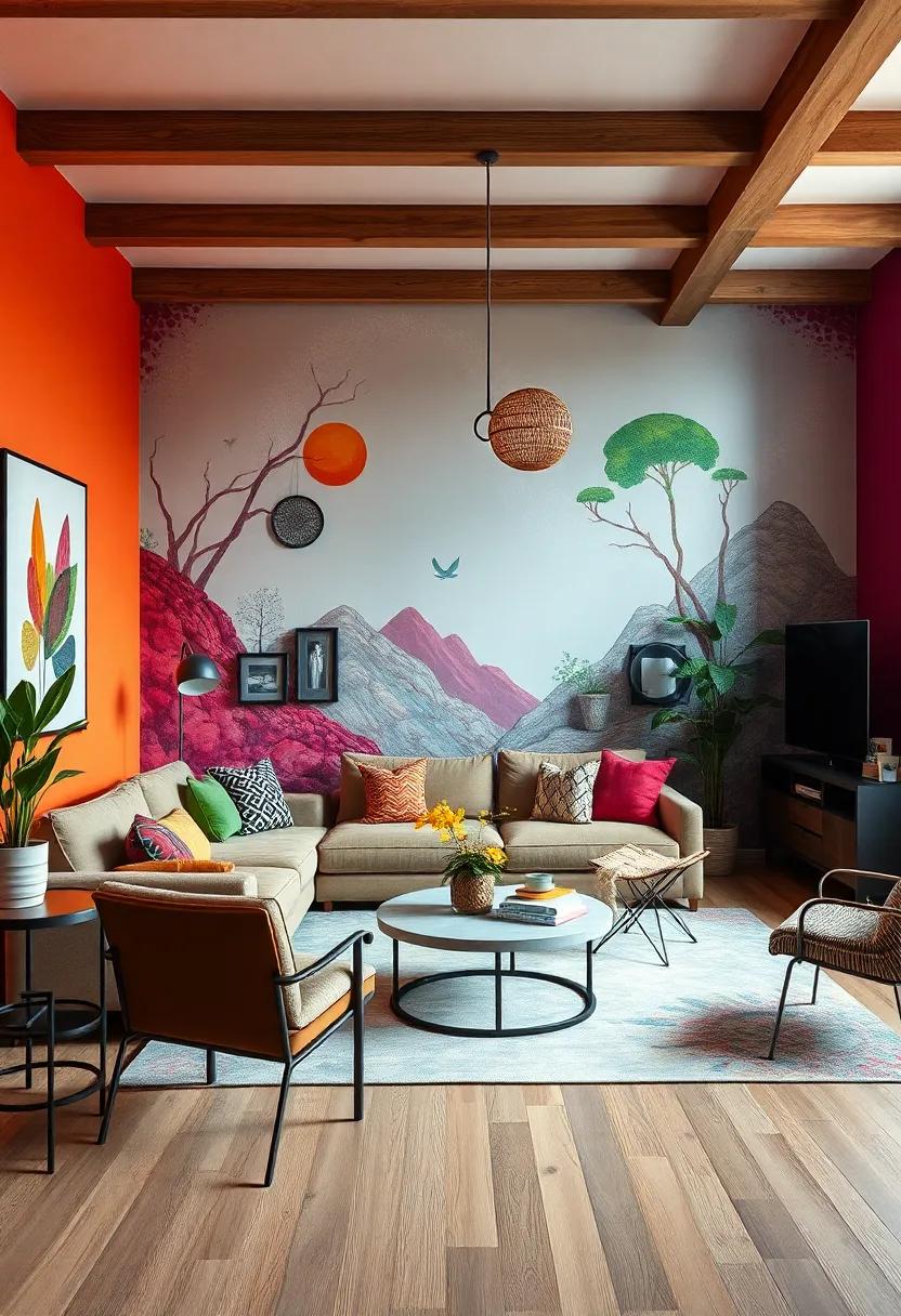 geometric Patterns: Use painter's ⁤tape to create⁣ bold geometric patterns on your wall, combining ‌vivid colors for a playful touch