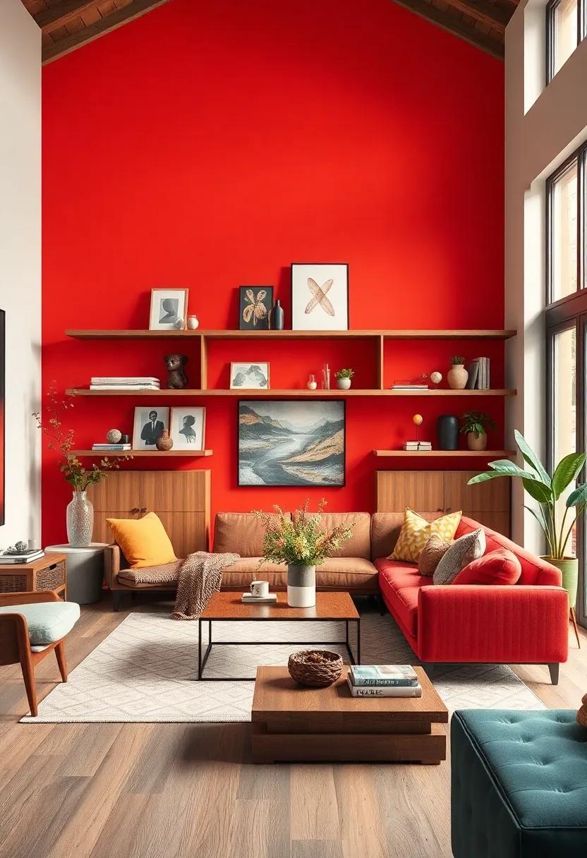 Utility ‌meets Art: Paint shelving ‌in a bright color while keeping the wall neutral, allowing the shelves to pop ⁣as functional art