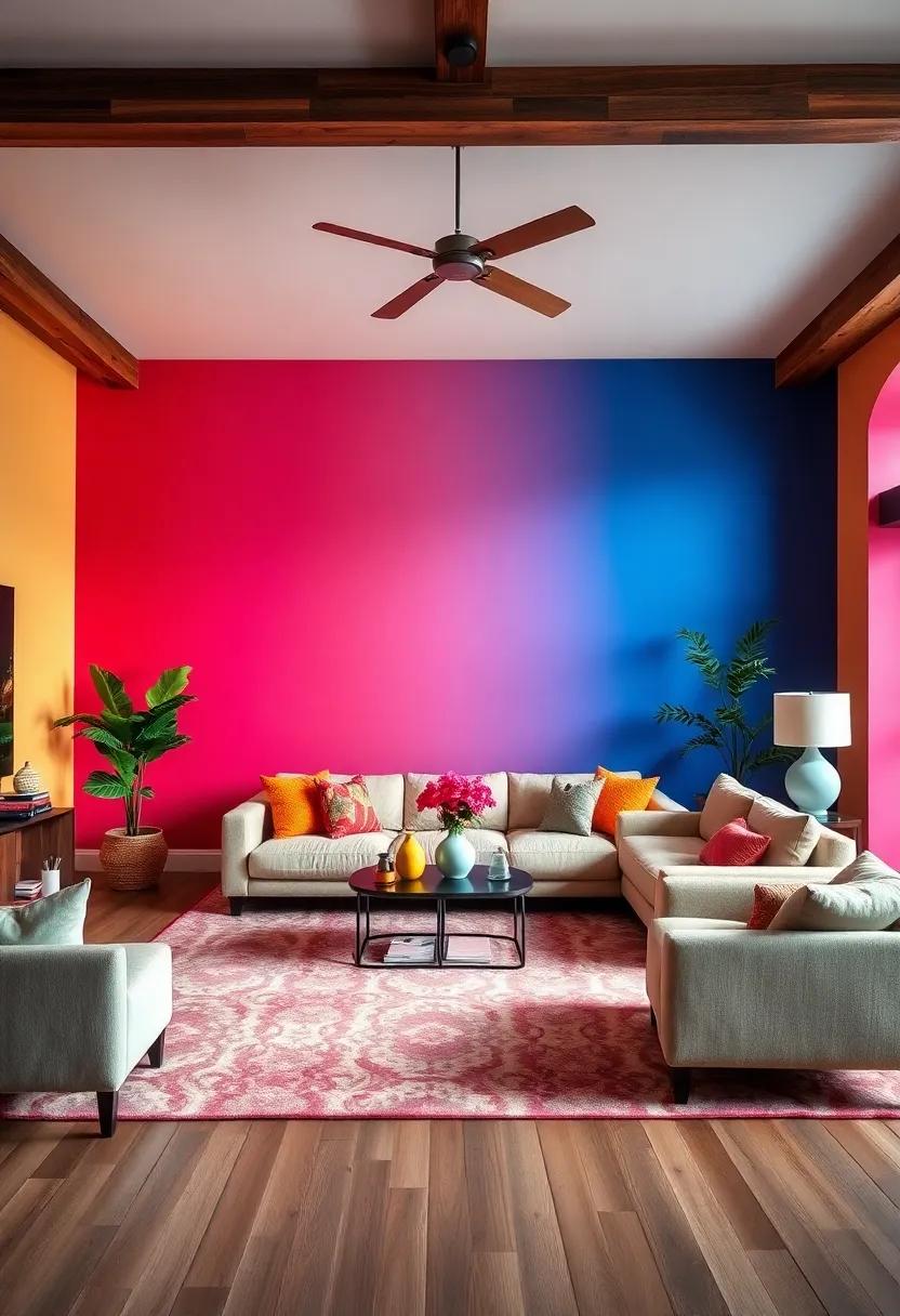 Ombre Effect: gradually blend two or more bold colors for a stunning ‍ombre accent wall that adds depth and intrigue