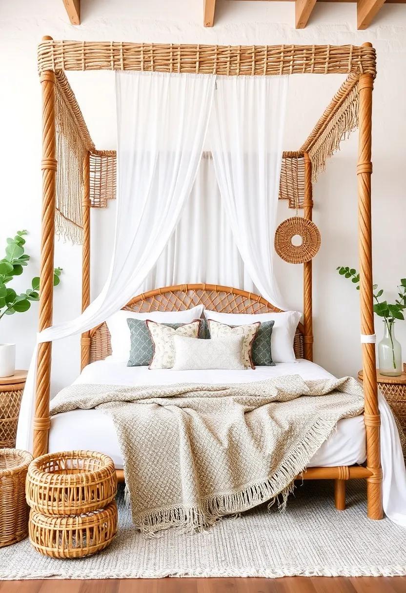 Embrace Natural Textures: Use​ wicker, rattan, and wood to create a warm, earthy vibe in your boho canopy bed setup