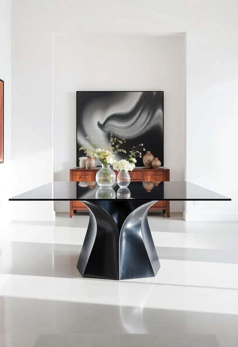 statement Base: A thick, sculptural base supporting a thin tabletop creates visual interest and draws the eye, making it the centerpiece‍ of the‌ room