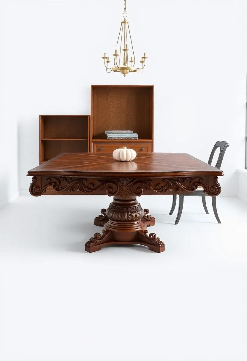 Vintage Revival: Inspired by classic⁣ designs, this⁢ table boasts‍ ornate carvings and traditional motifs, bringing ⁤a sense of history to your dining​ room