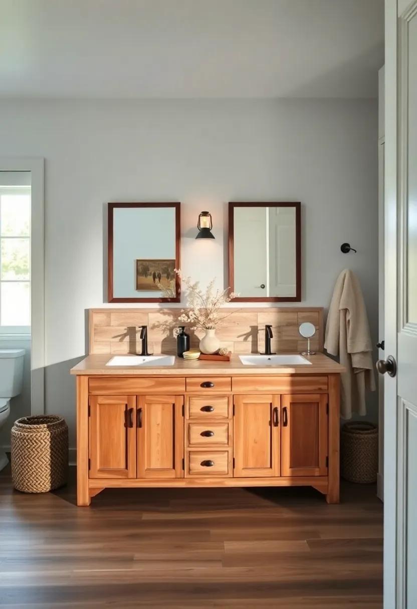 Dual ⁢sink Delight: Maximize functionality with ​a double vanity featuring⁢ a weathered finish for​ a scenic,countryside feel