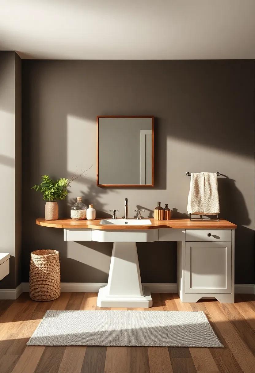 Elegant Pedestal Vanity: Opt​ for⁢ a striking‌ pedestal base to elevate your vanity's⁣ design while maintaining a minimalist farmhouse attitude