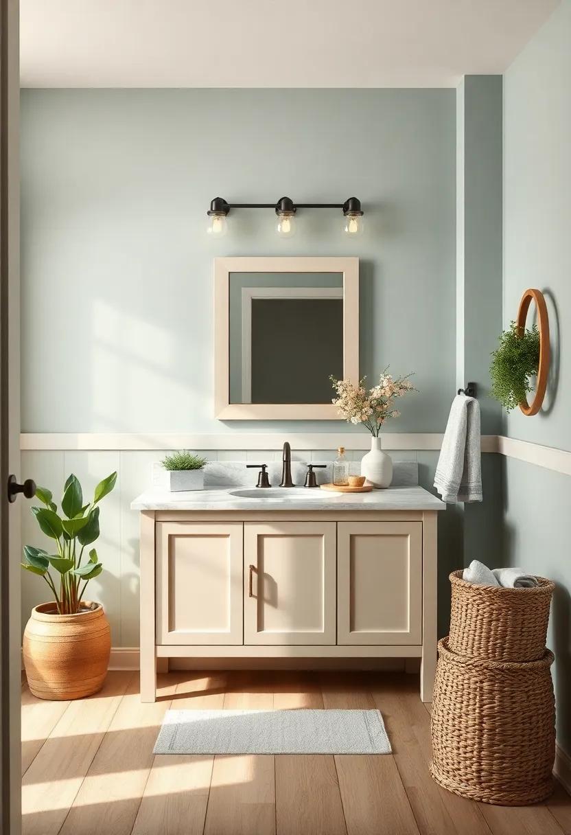 Farm Fresh ​Color Palette: Paint your vanity ‌in soft pastel shades or muted earth tones to evoke a serene countryside escape