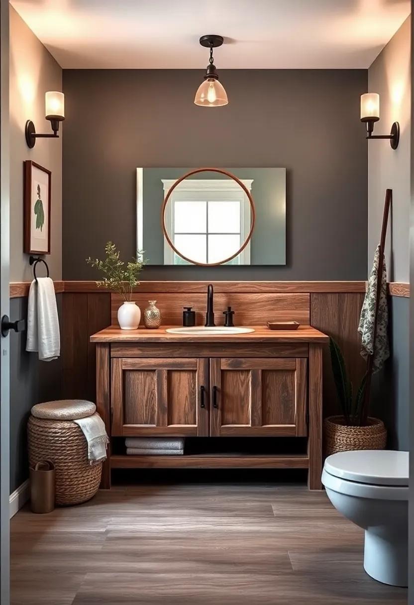 vintage Chic: Incorporate a reclaimed wood vanity with intricate detailing ⁢that adds a touch ⁤of nostalgia to your farmhouse bathroom
