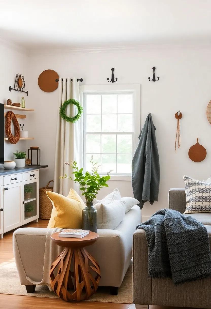 Iron Wall Hooks: Use decorative⁤ wrought iron hooks to hang coats or accessories, adding‌ a practical yet stylish ​touch‍ to your ​living ⁣room