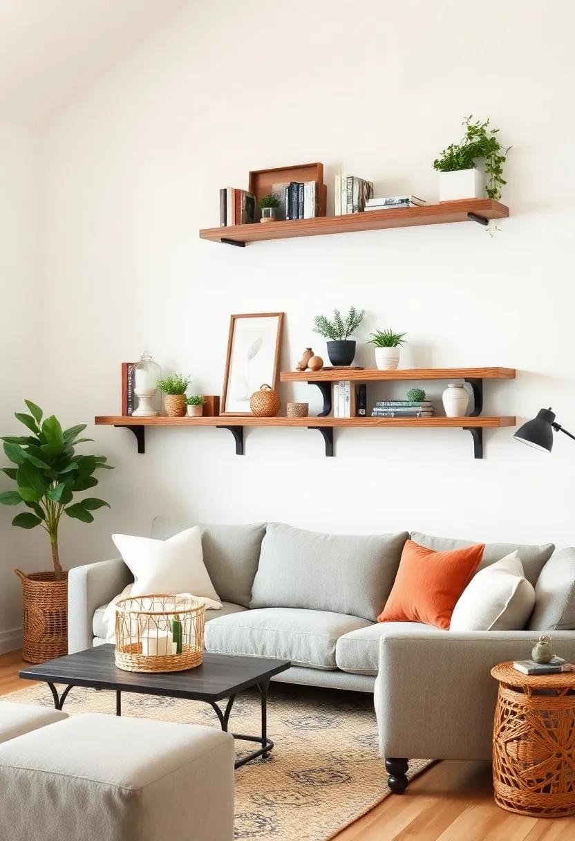 Rustic Wooden‌ Shelves: Install reclaimed wood shelves to display‍ books,⁣ plants, ⁤and cherished⁣ décor, effortlessly blending functionality with style