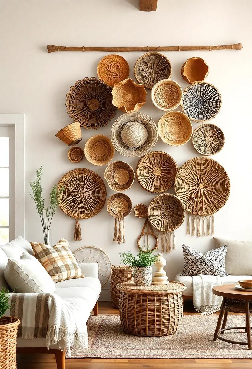 Old World Basket Wall Hanging:​ make a statement with a‌ collection of woven baskets ​mounted on the wall, ‌adding visual interest and celebrating artisan craft