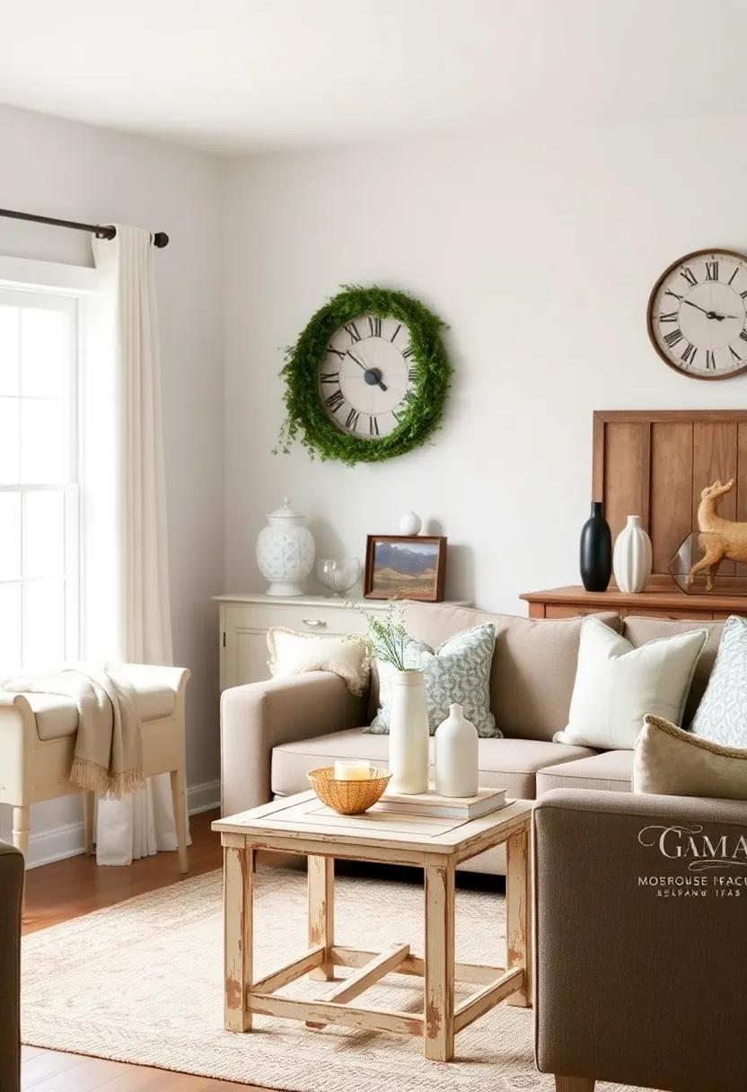 Distressed‌ Side Tables: ⁣Layer⁤ in charming ⁣side tables with a ⁢weathered finish that​ provide a place⁣ for drinks while enhancing⁢ your farmhouse look