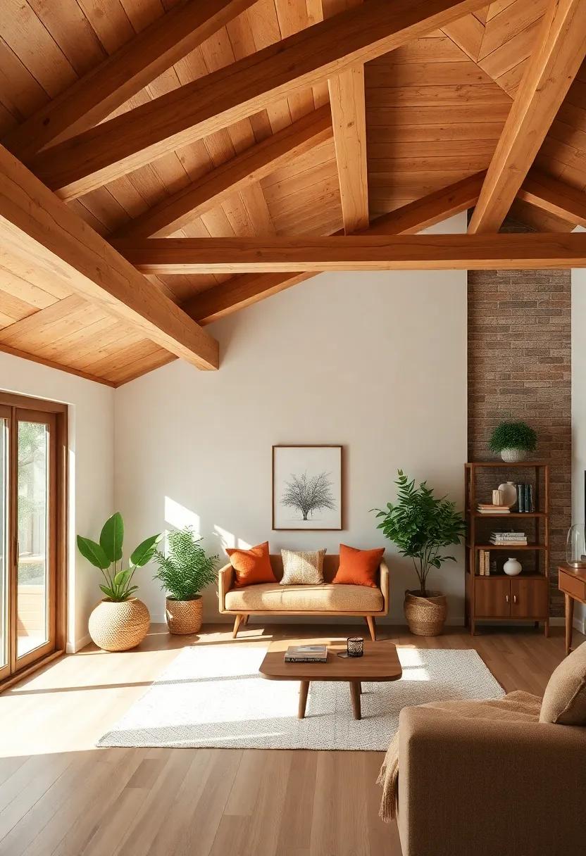 Install wooden beams: If possible, expose or install wooden beams to ​give ‍your ceiling a natural, cabin-like feel