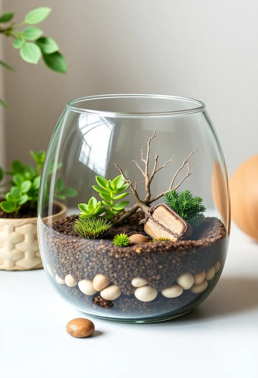 Organize a⁢ terrarium: Construct a ‌miniature ‍forest‌ ecosystem in a glass container, using ‌soil, small plants, and decorative stones
