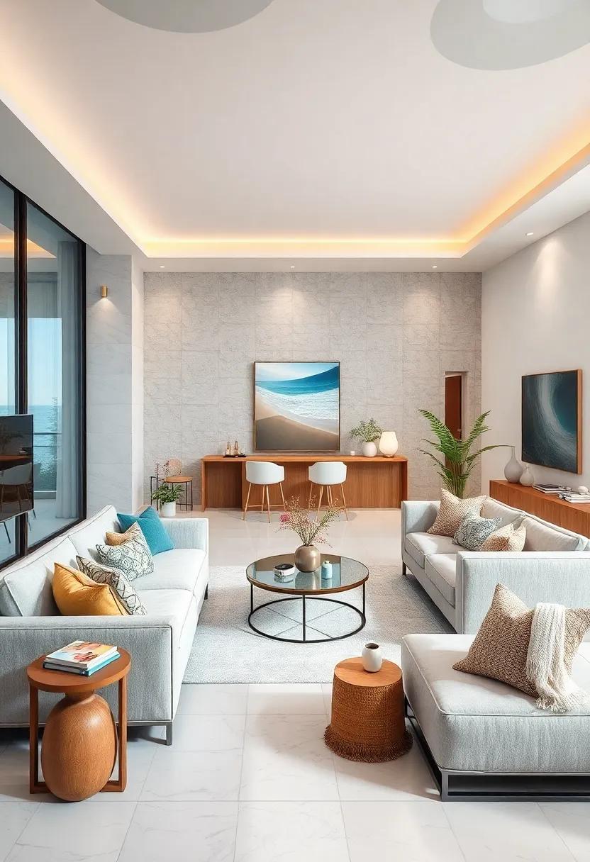 Coastal Retreat: Create a soothing beach-inspired space with soft blues, sandy tones, and natural textures, evoking a sense of relaxation and⁣ tranquility