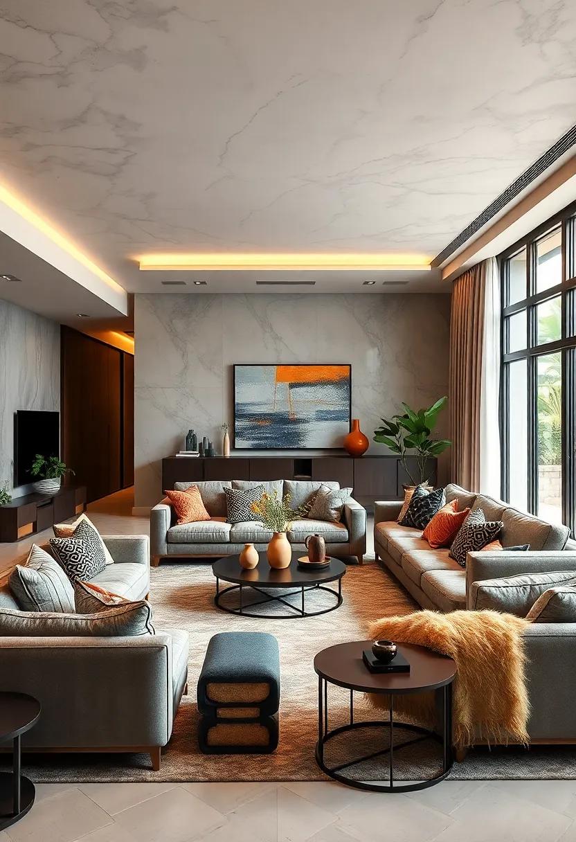 Contemporary Chic: Combine⁣ modern shapes with eclectic art and quirky‍ accessories to create a stylish yet welcoming living⁢ area ⁢that reflects your personality