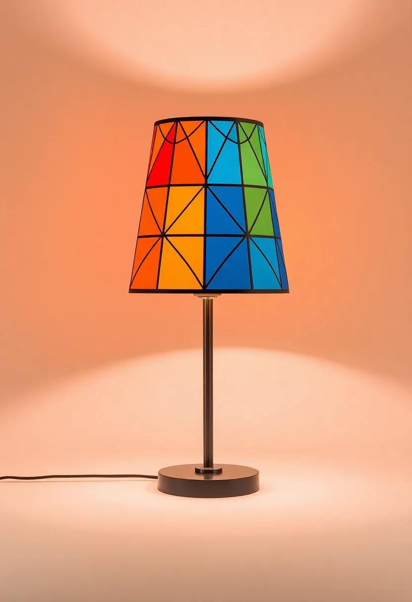 Artistic Geometric: A striking ⁢lamp with geometric patterns and bold colors, perfect for making a statement in modern living ⁤rooms or​ stylish workspaces
