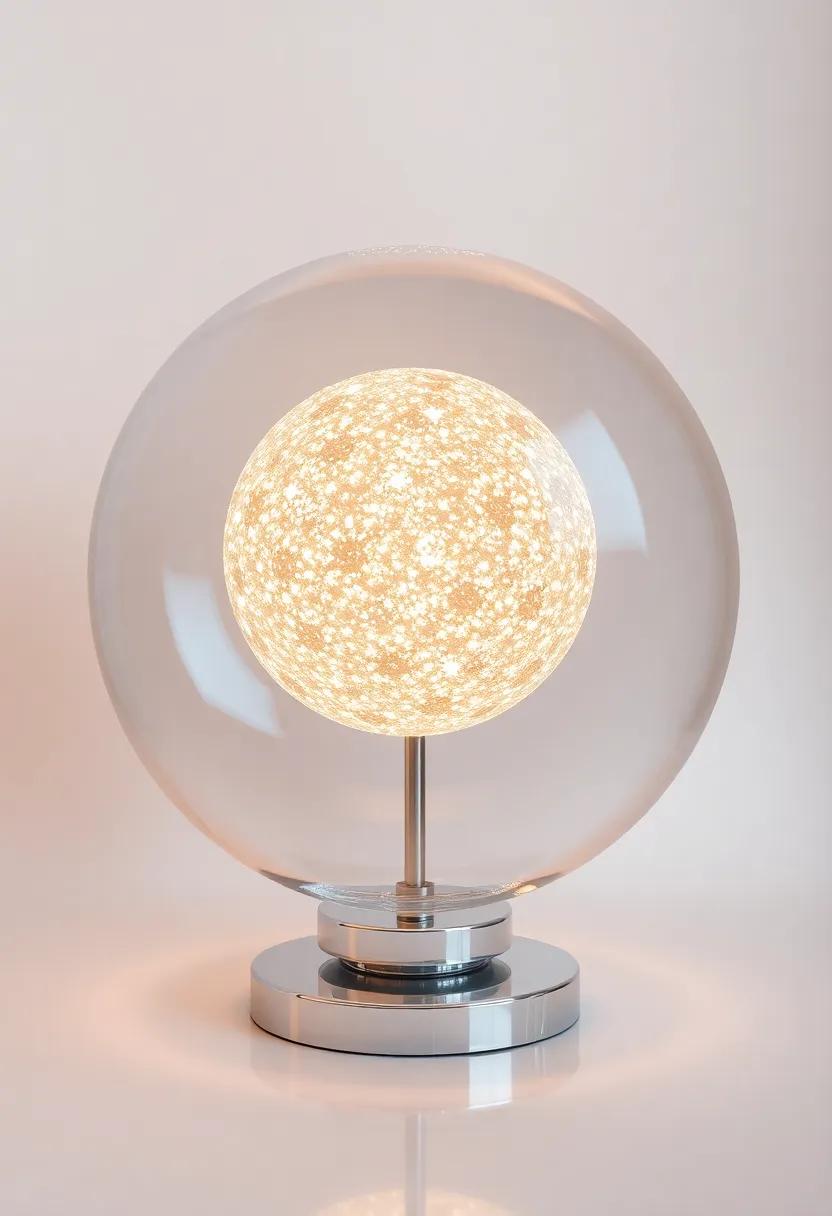 Crystal Sphere: A captivating lamp shaped like a sphere⁢ that sparkles with reflections, creating a whimsical and glamorous atmosphere in any room